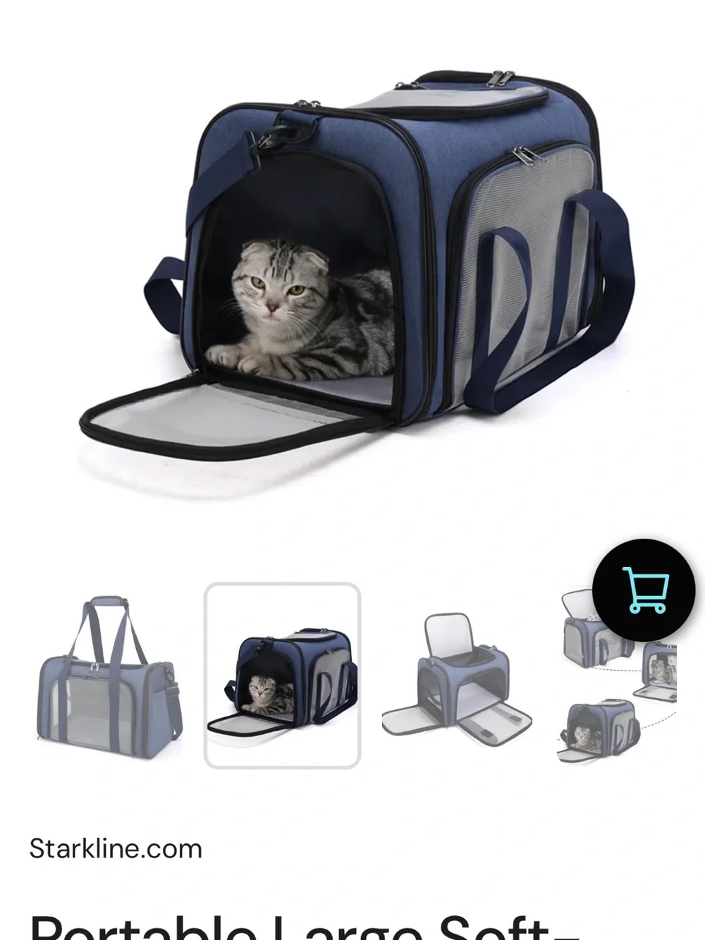 Starkline Blue Portable Large Soft Sided Pet Carrier Dogs Cats Small Animals NEW
